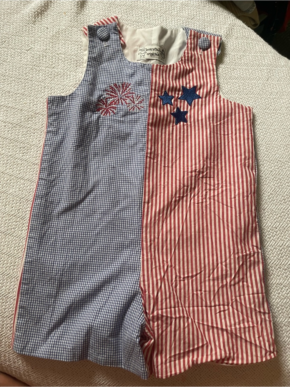 Kids Sleeveless Patriotic Romper - Red & Blue